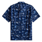 OROMEN Hokusai Kairin Hawaiian shirt back flat lay, full allover Ukiyo-e ocean wave print on navy