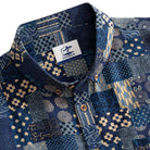 OROMEN Indigo Boro Patchwork Shirt – Button-down Collar