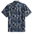 OROMEN Indigo Boro Patchwork Short Sleeve Shirt – Back View