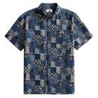 OROMEN Indigo Boro Patchwork Short Sleeve Shirt – Front View