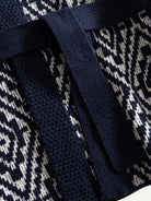 OROMEN Jacquard Tie-Front Knit Cardigan adjustable waist tie belt close-up