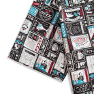 OROMEN Japanese Magazine Sticker Shirt – Sleeve and Hem Detail, Japanese Menu and Ramen Motif Print