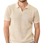 OROMEN Knitted Polo Shirt – Side View, Ice Silk Viscose Fabric