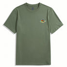 OROMEN Melting Cube Embroidery Tee – Army Green Colorway Front View