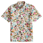 OROMEN Men's Japanese Crane Floral Aloha Shirt – Off-white Cotton Front View
