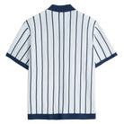 OROMEN Men's Preppy Retro Knit Polo – Navy White Colorway