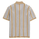 OROMEN Men's Retro Polo – Khaki Light Blue White Colorway