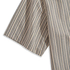 OROMEN Men's Cotton Striped Corduroy Short Sleeve Shirt – Side Profile View in Khaki