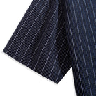 OROMEN Men's Seersucker Shirt Navy — Short Sleeve Side View