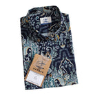 OROMEN Navy Paisley Mood Aloha Shirt — Folded