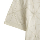 OROMEN Open-Knit Mesh Shirt – Model Wearing Beige