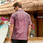 OROMEN Pink Leopard Hawaiian Shirt back view — blush pink leopard print