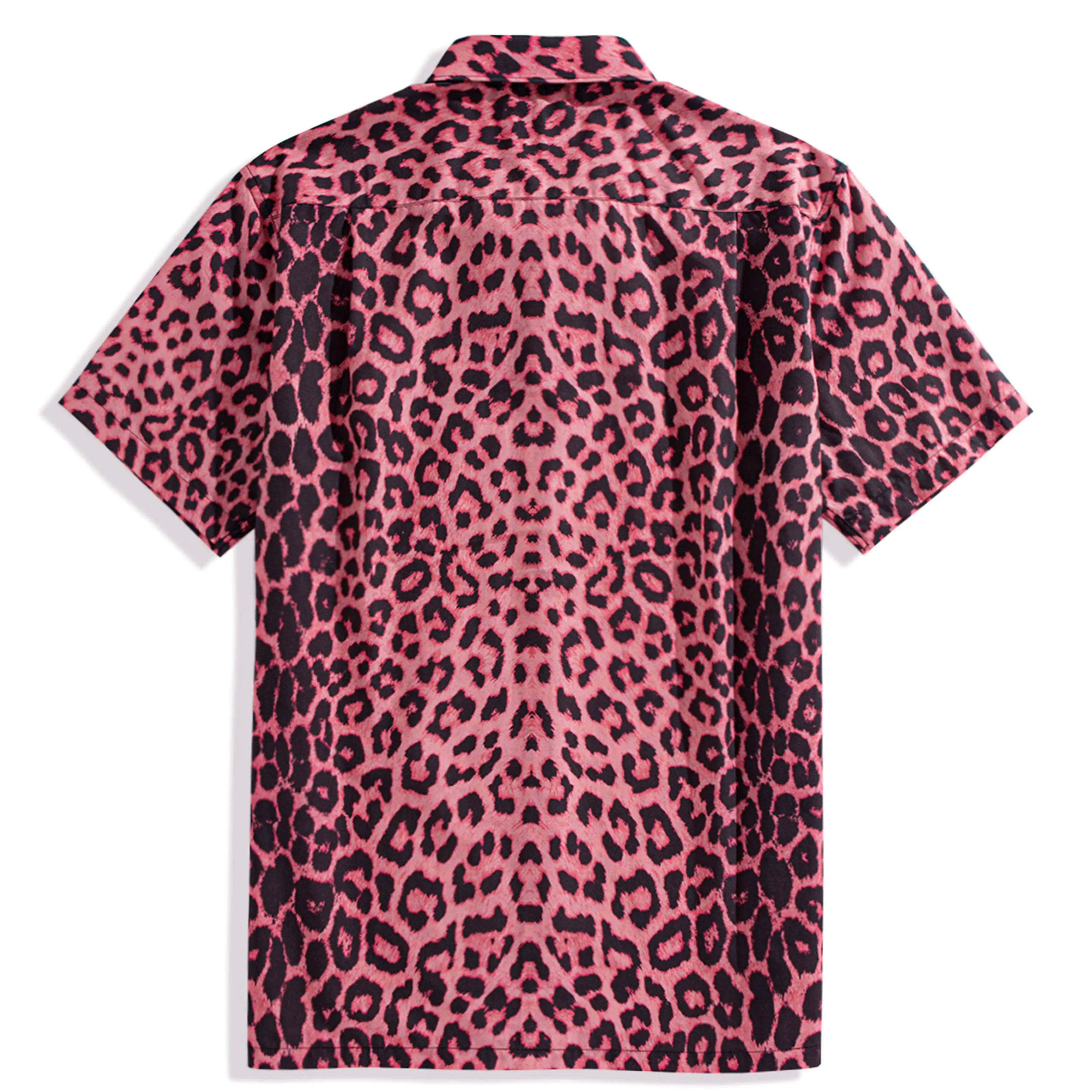 OROMEN Pink Leopard Hawaiian Shirt back view — full leopard print aloha shirt
