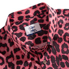 OROMEN Pink Leopard Print Hawaiian Shirt - Collar Details