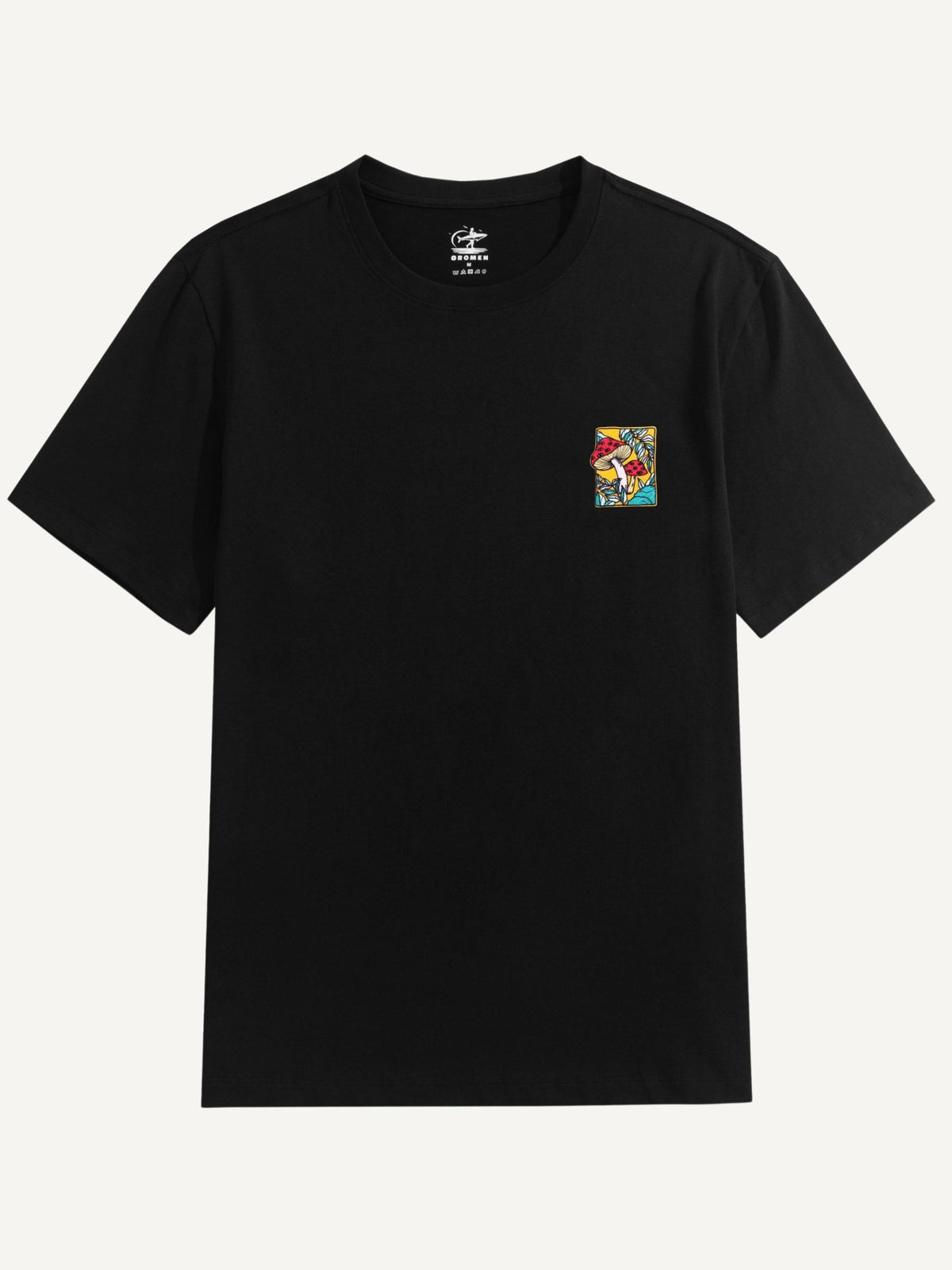 OROMEN Red Fly Agaric Mushroom T-shirt in black