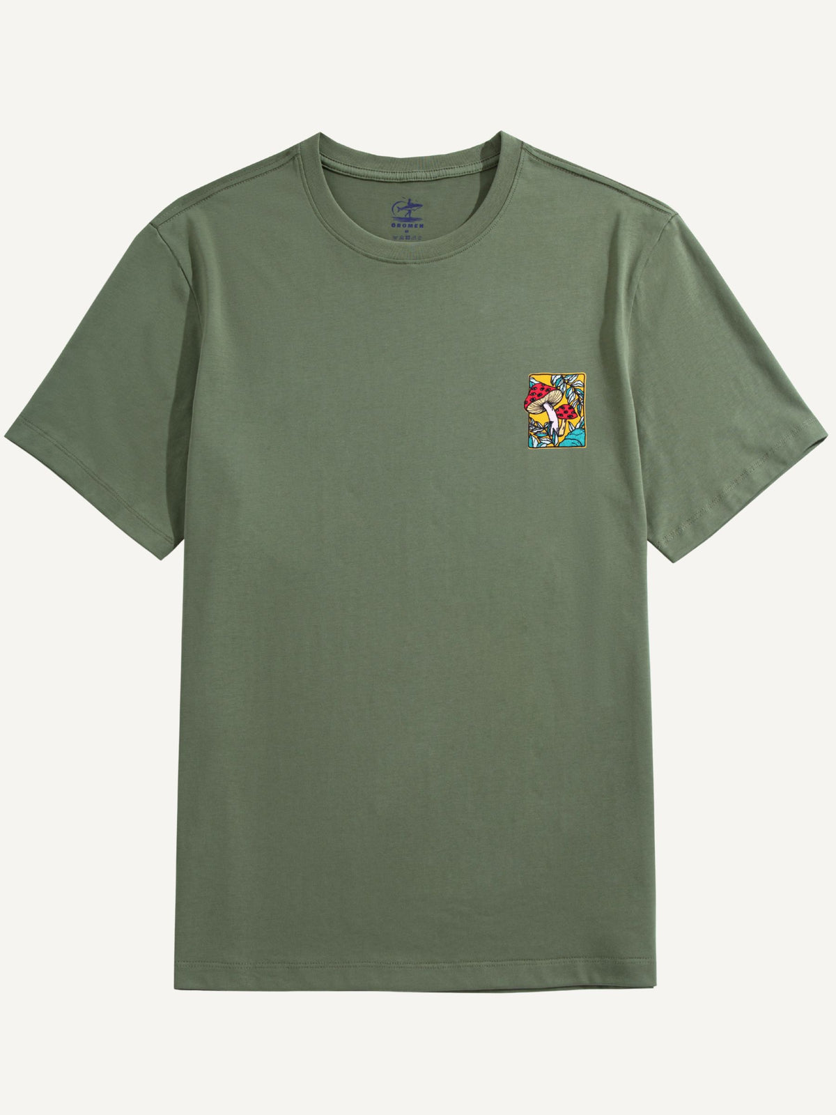 OROMEN Red Fly Agaric Mushroom T-shirt in green