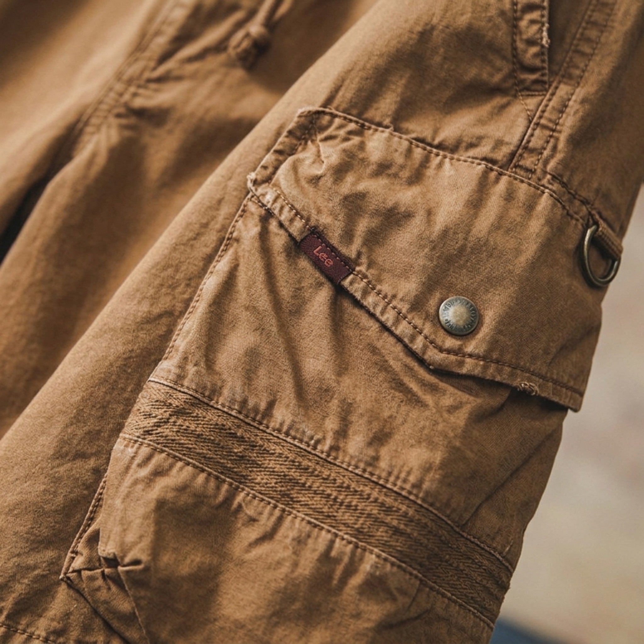 OROMEN Retro Cargo Shorts Brown – Side View