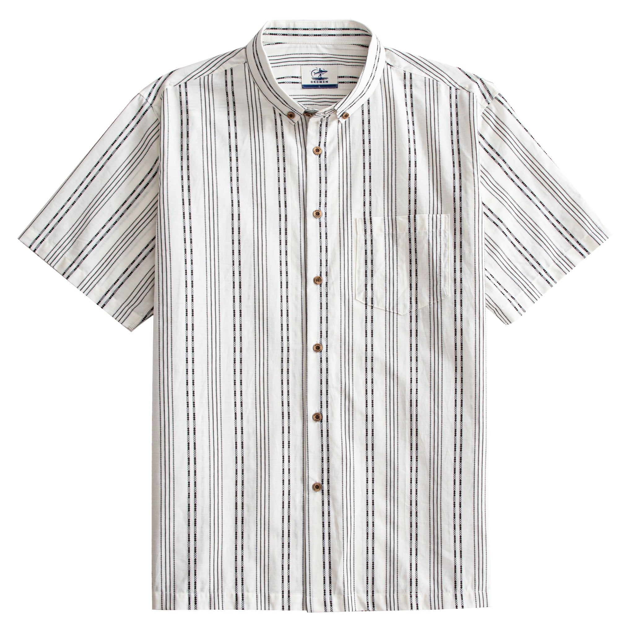 OROMEN Retro Dotted Line Embroidered Shirt – Front View