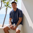 OROMEN Retro Knit Polo Shirt – Side Profile View