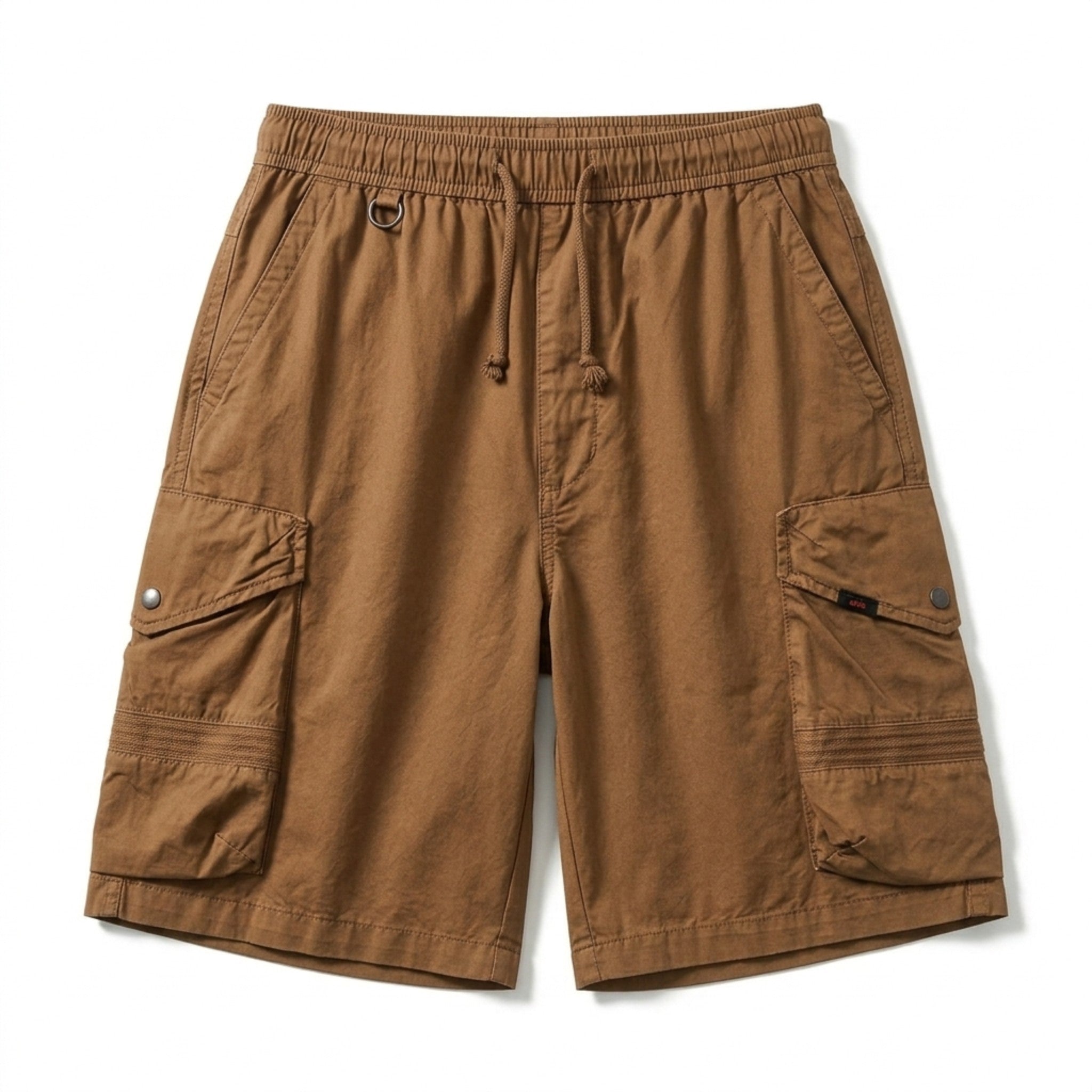 OROMEN Retro Military Cargo Shorts Brown – Front View