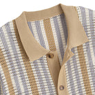 OROMEN Retro Stripe Knit Polo Shirt – Side Profile View