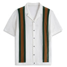 OROMEN Retro Striped Open-Knit Polo Shirt – Front View