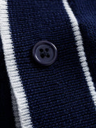 OROMEN Ribbed Contrast Knit Polo button placket detail with tonal buttons and contrast trim