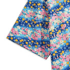 OROMEN Sakura Blooms Shirt – Sleeve Detail, Japanese Wagara Cherry Blossom and Plum Floral Print, Blue Cotton