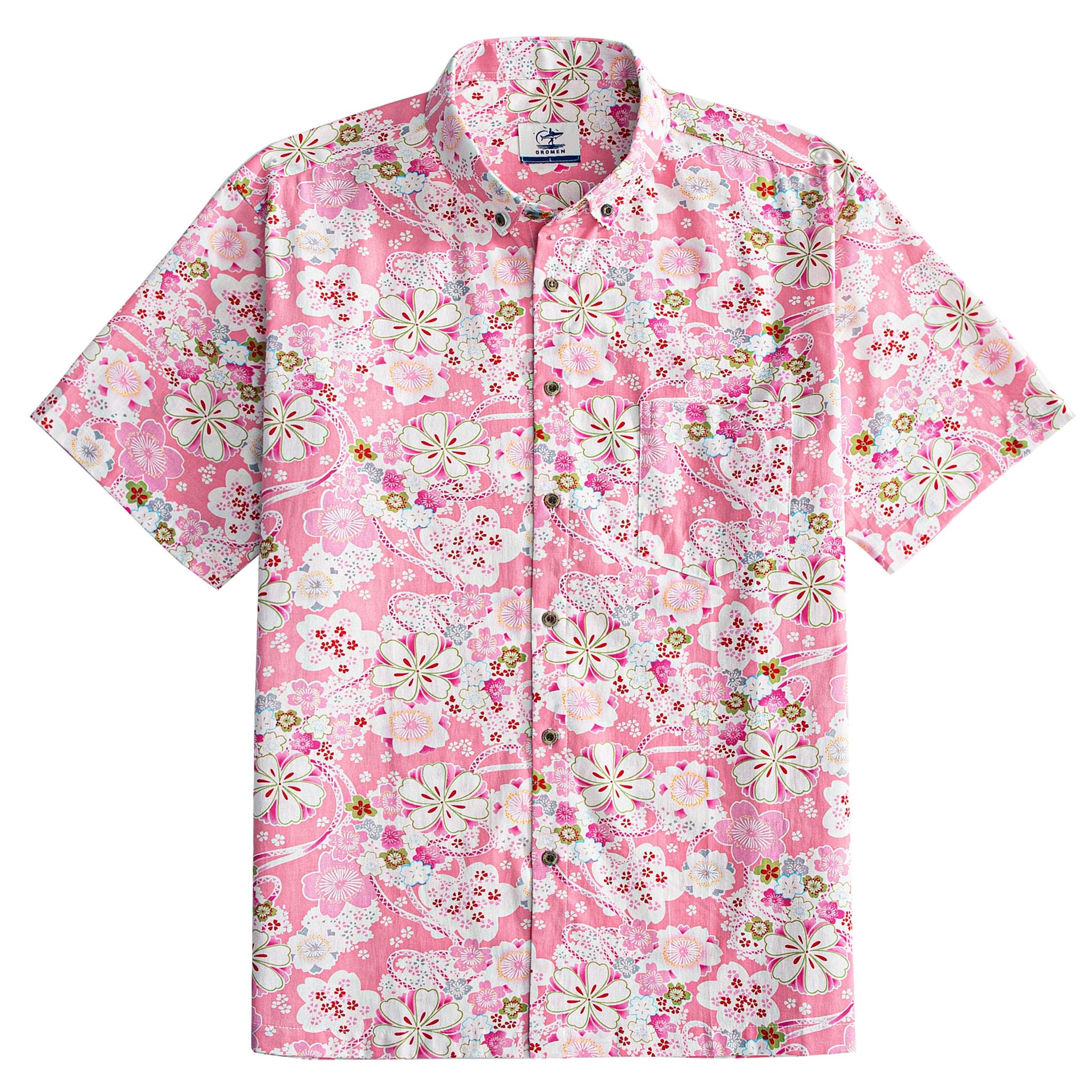 OROMEN Sakura Spheres Ukiyoe shirt pink front view