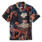 OROMEN Samurai Chess Board Ukiyo-e Camp Collar Shirt – Front View