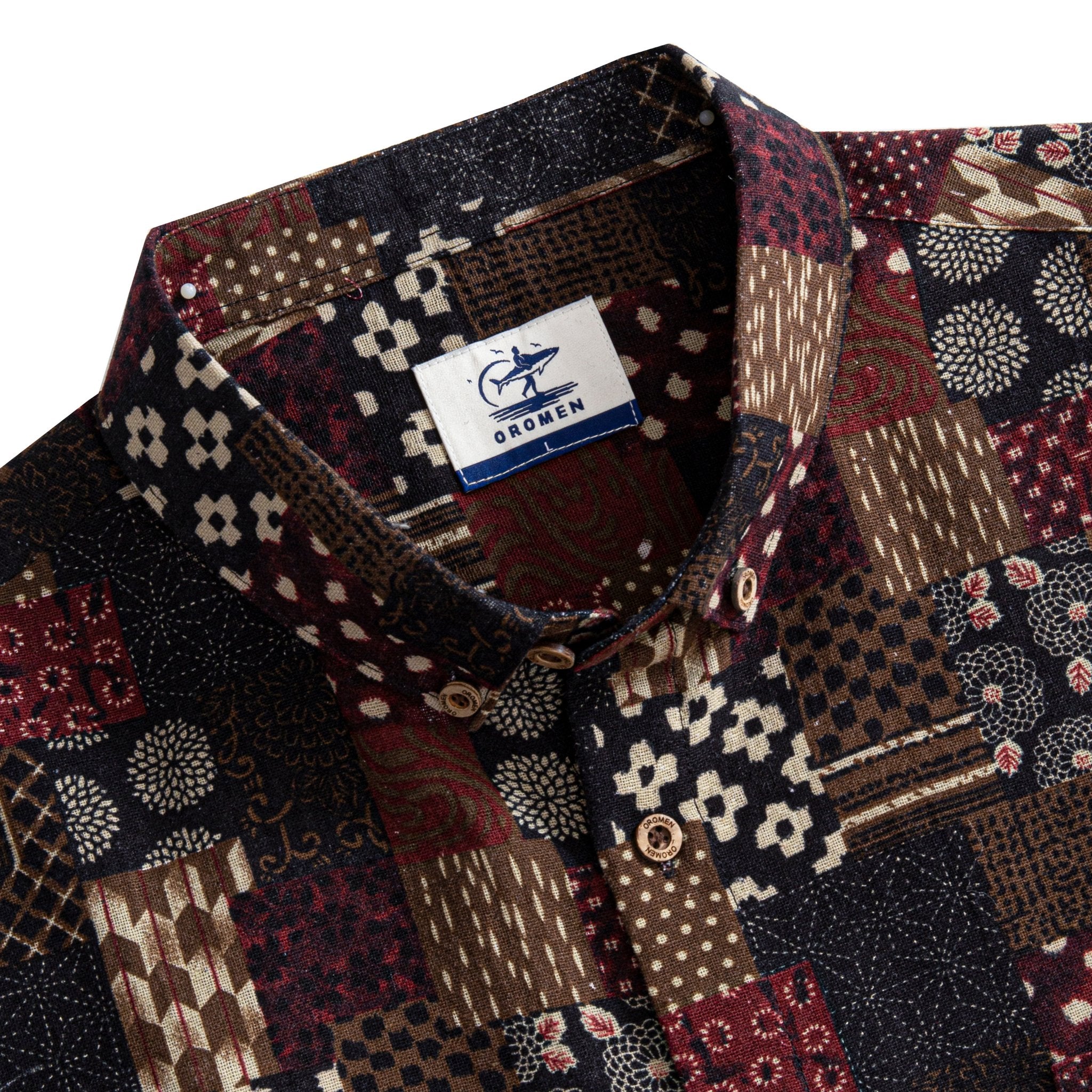 Sashiko Boro Patchwork Shirt - 100% Cotton | OROMEN