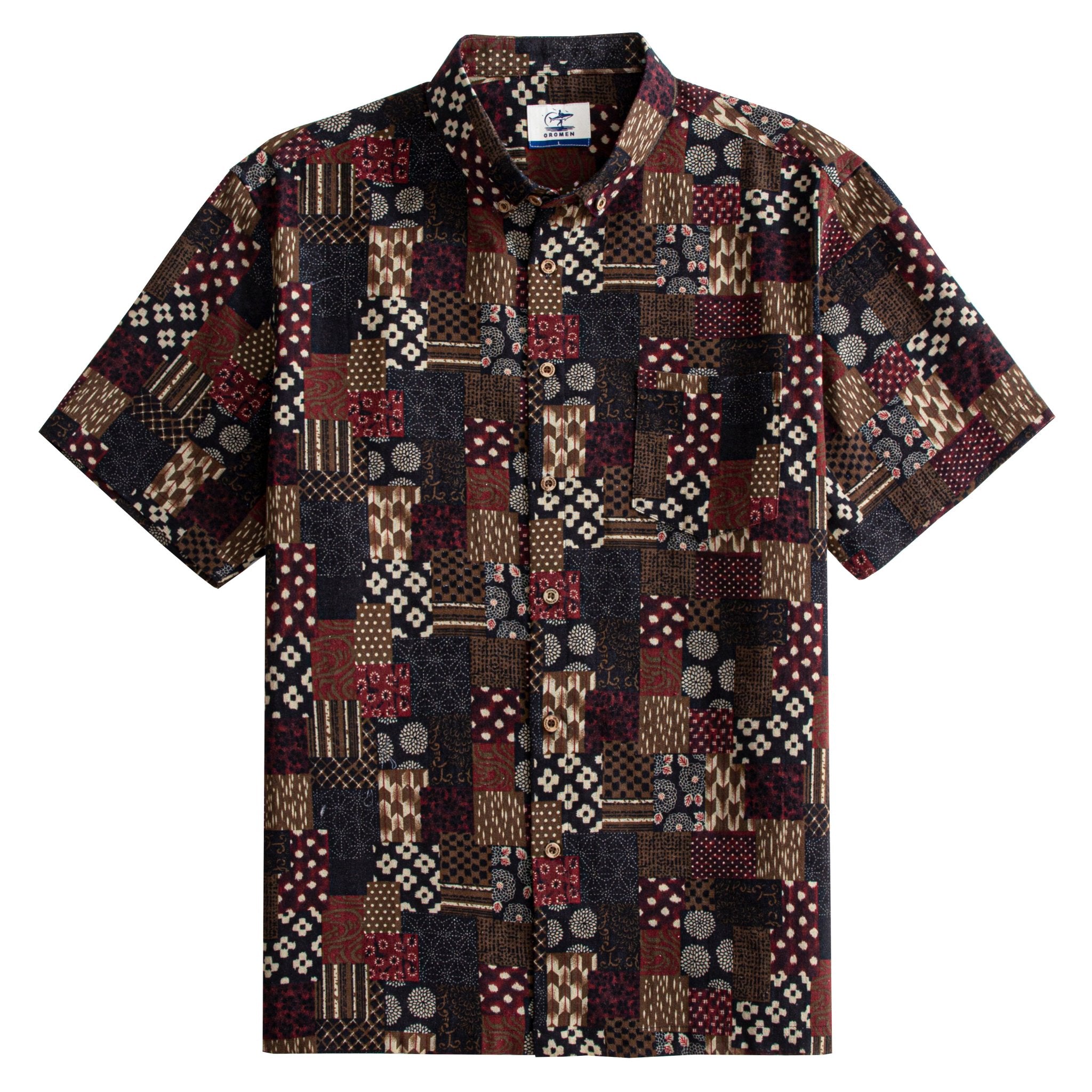Sashiko Boro Patchwork Shirt - 100% Cotton | OROMEN