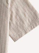OROMEN Sashiko Stripe Cotton Shirt short sleeve cuff detail with neat double-needle stitch finish