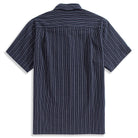 OROMEN Seersucker Striped Shirt — Back View with Box Pleat
