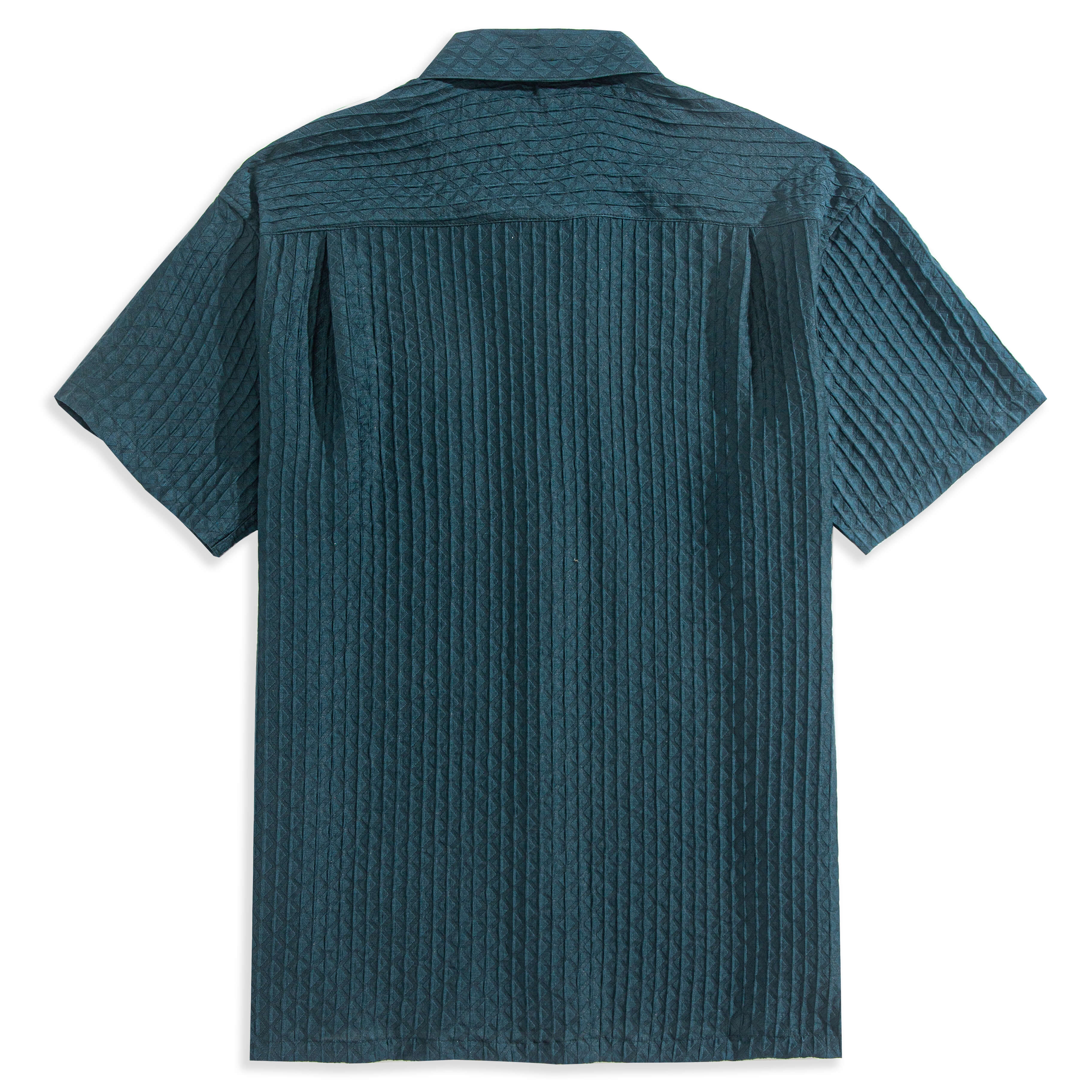 OROMEN Shadow-Stripe Diamond Woven Shirt – Back Flat Lay