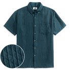 OROMEN Shadow-Stripe Diamond Woven Shirt – Front Flat Lay