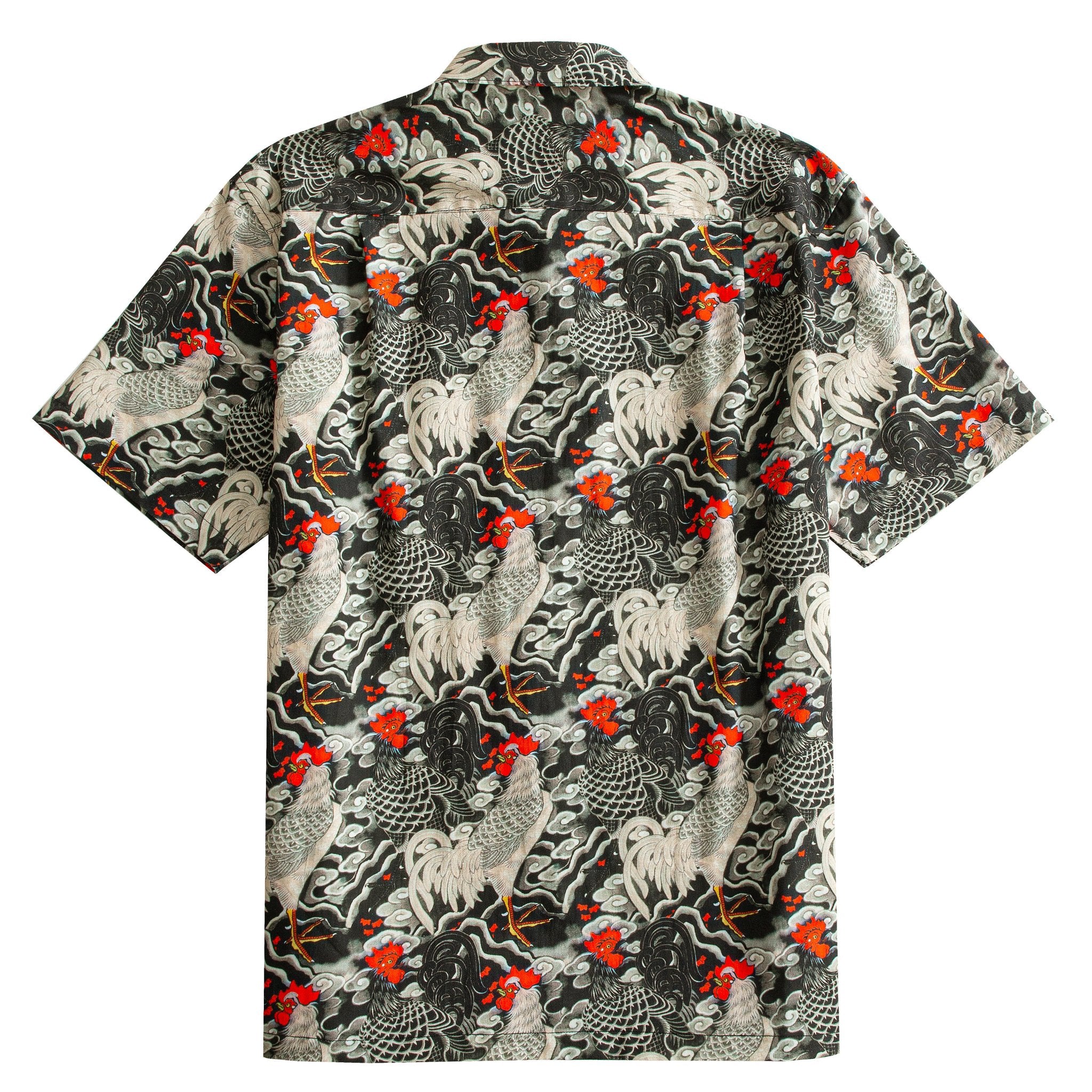OROMEN Signature Ukiyo-e Rooster Shirt - Back View