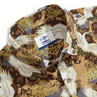OROMEN Soaring Crane Shirt – Button-Down Collar Detail, Japanese Crane Print