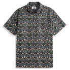 OROMEN Strawberry Thief Aloha Shirt – Japanese floral print camp collar front detail