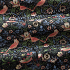 OROMEN Strawberry Thief Aloha Shirt – branded button detail on bird and floral print fabric