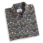OROMEN Strawberry Thief Aloha Shirt – folded flat lay showing full bird and floral print pattern