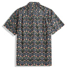 OROMEN Strawberry Thief Hawaiian shirt – back view, all-over symmetrical bird and floral print short sleeve