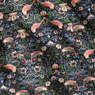 OROMEN Strawberry Thief shirt – close-up of William Morris bird and floral print fabric texture