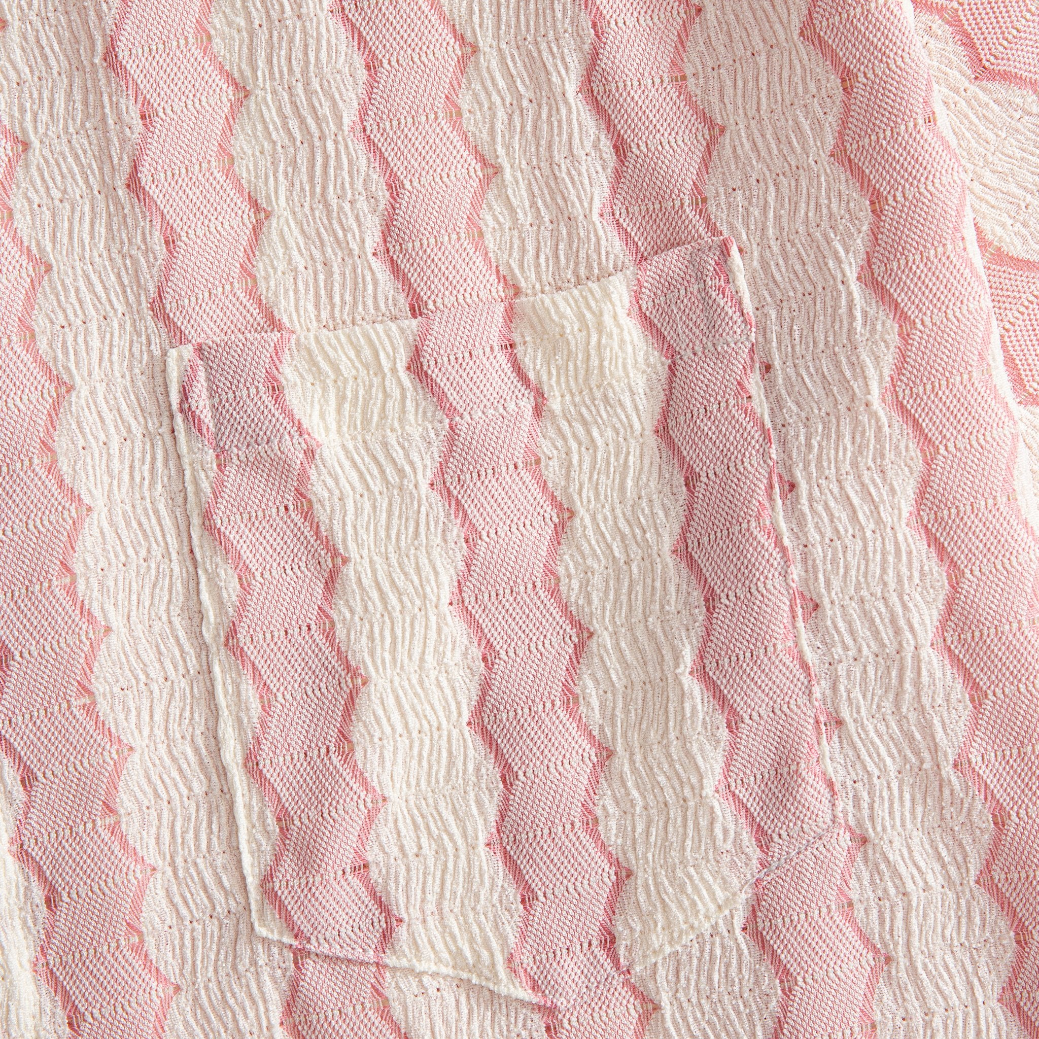 OROMEN Striped Jacquard Pink Shirt - Left Chest Pocket
