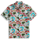 OROMEN Surf Junkie Aloha Shirt – Hawaiian Surfer Print Front View