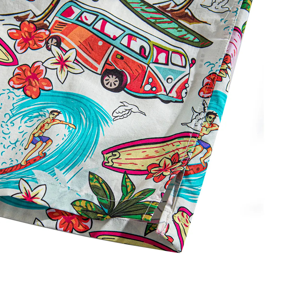 OROMEN Surf Junkie Aloha Shirt – Side Vent Details