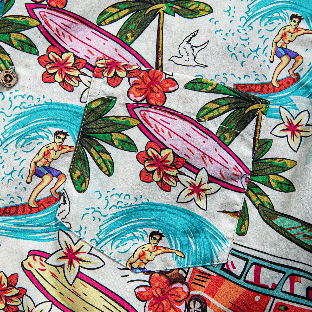 OROMEN Surf Junkie Aloha Shirt – Single Chest Pocket