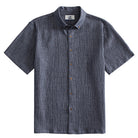 OROMEN The Breeze Crinkle Shirt in Melange Navy – Front View