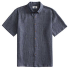 OROMEN The Breeze Crinkle Shirt in Melange Navy – Front View