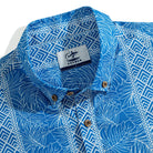 OROMEN Totem And Leaf Hawaiian Shirt — button-down collar detail with totem and leaf print